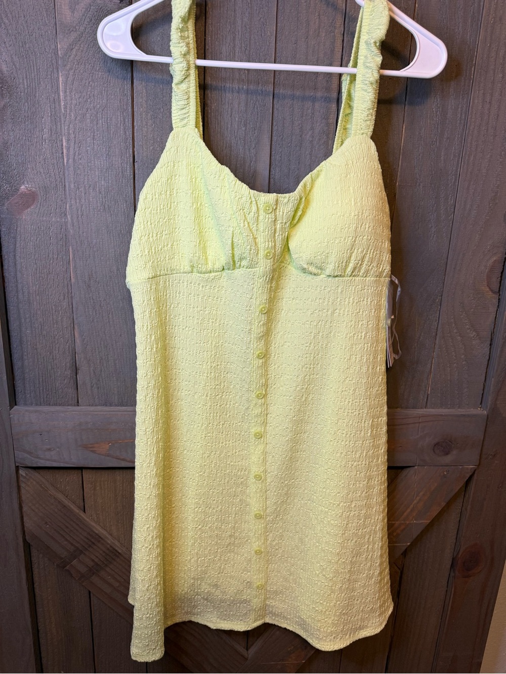 No Boundaries Light Lime Textured Sundress